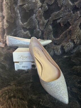 Vince Camuto Imagine Silver Glitter Pointed Toe Flats